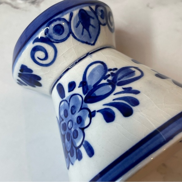 Elesva 455 Deft Holland Hand Painted Blue and White Floral Candle Holders - Picture 9 of 13